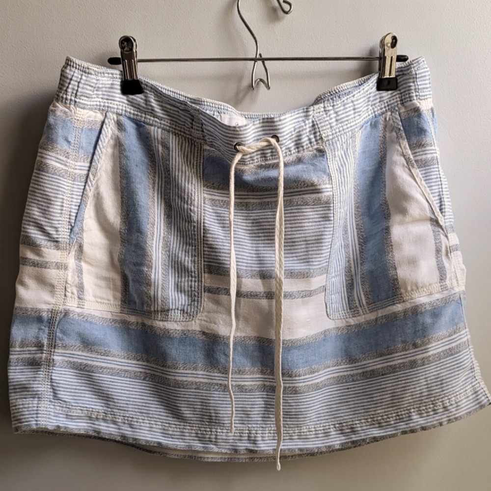 LOU & GRAY (LOFT) Linen Blend Women's Stretch Waist Stripe Skirt  Size L